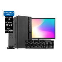 Computador Completo Ark, Intel Core i3 10100F, 16GB, SSD 480GB, Linux + Monitor 19 LED HDMI + KIT Multimidia