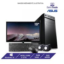 Computador Completo ASUS i7 3770 16GB RAM SSD 480GB Com Kit Monitor 20" Windows 10