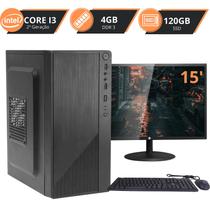 Computador Completo Barato Pronto para uso, Intel I3 2100, 4GB, SSD 120GB Monitor 15 Kit Perifericos