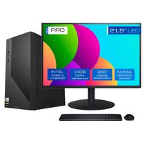 Computador Completo BluePC PRO Intel Core i3 14100f (14ª Geração), 16GB DDR4, SSD 256GB, Gráficos Geforce, Fonte 500W, Win 11 Pro, Monitor LED 21.5"
