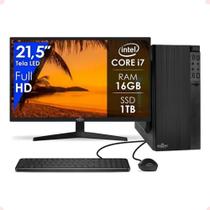 Computador Completo Clique PC Intel Core I7 3.4GHz 16GB SSD 1TB Monitor 21" HDMI LED Windows 11