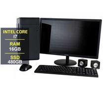 Computador Completo Desktop Cpu Intel Core I7 16gb Ssd 480gb Monitor 19 Windows 10