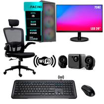 Computador Completo eFacini, Intel i5, 16GB, NVMe 512GB, Cadeira Owl, Kit Teclado e Mouse sem Fio