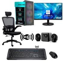 Computador Completo eFacini, Intel i5, 8GB, NVMe 128GB, Cadeira Owl, Kit Teclado e Mouse sem Fio