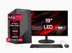 Computador Completo Fácil AMD Ryzen 3 PRO 4350g 3.8GHz 16GB DDR4 Radeon VEGA 6 SSD 480GB Monitor 19" LED Teclado e Mouse