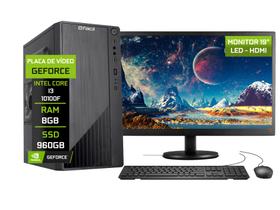 Computador Completo Fácil Intel Core i3 10100f (Décima Geração) 8GB DDR4 Geforce Nvidia 1GB SSD 960GB Monitor 19" HDMI