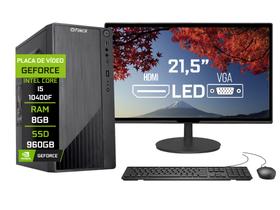 Computador Completo Fácil Intel Core i5 10400f (Décima Geração) 8GB DDR4 Geforce SSD 960GB Monitor 21,5" HDMI LED