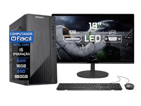 Computador Completo Fácil Intel Core I5 3ª Geração 16GB SSD 960GB Monitor 19" HDMI LED Teclado e Mouse