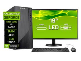 Computador Completo Fácil Intel Core i5 9400f (Nona Geração) 4GB DDR4 3000MHz GeForce SSD 120GB Monitor 19" HDMI LED