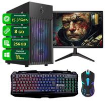 Computador Completo Gamer Intel Core i5 3ªger SSD 256GB 8GB Teclado e Wifi Windows 11 Monitor 19.5