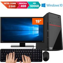 Computador Completo Intel 4GB HD 500GB Monitor 19” Windows 10 Teclado e Mouse Desktop Pc