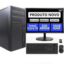 Computador Completo Intel Core I5 16 GB SSD 480 GB Monitor 20" e kit sem fio - Option Soluções