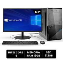 Computador Completo Intel Core I5 16gb Ssd 512gb Monitor 17" 4 Núcleos Super Turbo Pc Hdmi Teclado e Mouse - Bestpc