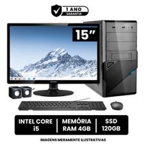 Computador Completo Intel Core I5 4gb de Ram Ssd 120gb Monitor Led 15" Hdmi