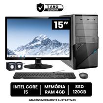 Computador Completo Intel Core I5 4gb de Ram Ssd 120gb Monitor Led 15" Hdmi com Pacote Office