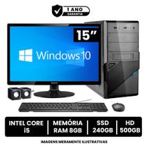 Computador Completo Intel Core I5 8gb de Ram Ssd 240gb Hd 500gb Monitor Led 15" Hdmi + Windows 10 - BEST BOY