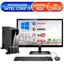 Computador Completo Intel Core i5 8GB HD 500GB Monitor HDMI 19.5" Áudio 5.1 canais PC CPU Windows 10 Quantum Slim Flex