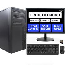 Computador Completo Intel Core I7 16 GB SSD 480 GB monitor 19" e kit sem fio