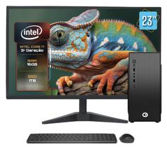 Computador Completo Intel Core i7 16GB SSD 1TB Monitor LED 23 com Kit Teclado e Mouse sem Fio Windows e Pacote Office