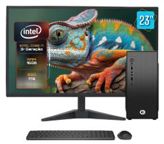Computador Completo Intel Core i7 16GB SSD 1TB Monitor LED 23 Windows Kit Teclado e Mouse office sem fio