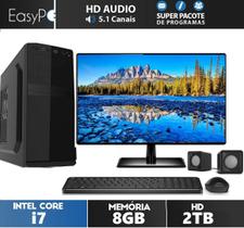 Computador Completo Intel Core i7 8GB HD 2TB Monitor HDMI 19.5" EasyPC