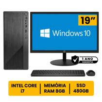 Computador Completo Intel Core I7 8gb Ssd 480gb Monitor Led 19" Hdmi C/ Windows 10 - BESTPC