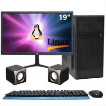 Computador Completo Intel i3-550, 8GB, SSD 128GB - Kit Teclado e Mouse, Caixa de Som, Monitor 19 - Linux