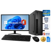Computador Completo Intel i5 16GB RAM SSD 240GB Monitor 19 Teclado Mouse Windows 11 e Office Pc Pronto para Uso