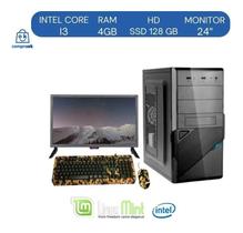 Computador Completo+kit Gamer Multilaser Core I3/4gb/ssd 128gb /linux com Monitor 24" H240-t - BRAZILPC/MULTILASER
