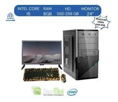 Computador Completo+kit Gamer Multilaser Core I5/8gb/ssd 256gb /linux com Monitor 24" H240-t - BRAZIL PC