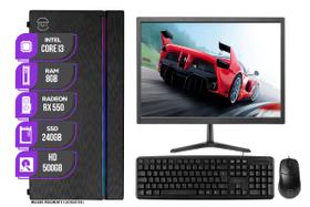 Computador Completo Mancer, Intel core i3, Placa de video RX 550, 8GB DE RAM, SSD 240GB + HD 500GB, Monitor + Kit Teclado e Mouse