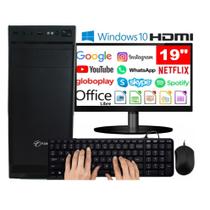 Computador Completo Pc Cpu Monitor 19" Intel Core i3 Hdmi 4GB SSD 240GB Windows 10 com Teclado e Mouse Desktop