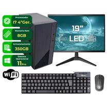 Computador Completo PC Intel Core i7 4ªger SSD 120GB 8GB HDD 230GB Teclado Mouse Wifi Windows 11 Monitor 19.5 - Desktop