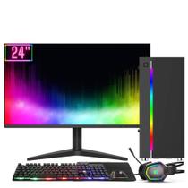 Computador Completo RGB Intel Core i5 8GB SSD 256GB Kit Gamer Monitor LED 24" Windows 10 3green Colors