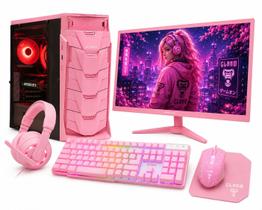 Computador Completo Rosa Core I5, RAM 16GB, SSD 240GB, Placa de Video, Monitor 19, Mouse, Teclado, Headset, Mousepad