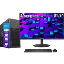 Computador Completo Skill Pro Intel 10ª Geração Core i3 10100F 8GB DDR4 Placa de vídeo Geforce 2GB SSD 512GB Monitor 21.5" LED SP-074