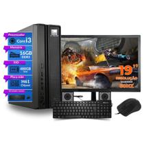 Computador Completo Slim Core i3 16gb 480gb ssd sata kit teclado e mouse Monitor de 19" - PC Master