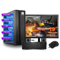 Computador Completo Slim Core i3 8gb 1tb ssd sata kit teclado e mouse Monitor de 19" - PC Master