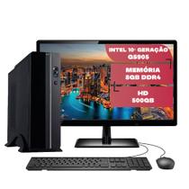 Computador Completo Slim Intel 10ª Geração G5905 8GB DDR4 HD 500GB Monitor 19" HDMI Skill Premiere teclado e mouse