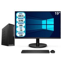 Computador Completo Slim Intel Core i5 16GB SSD 1TB Wifi Windows 10 Pro Monitor 19" 3green Office 3GO-030