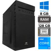 Computador Core i3-2120, SSD 128GB, Memória 8GB, Gab. MT-32BK, Windows 10