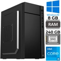 Computador Core i5 2320, SSD 240GB, Memória Ram 8GB, Gab MT-34BK, GT H61-Slot M2 Nvme, Rede Gigabit, Windows 10 - SobralTech