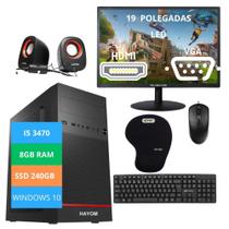 Computador Core I5 3470 8gb Ssd 240gb CPU PC Monitor 19 Teclado Mouse Caixinha de som Com Nf