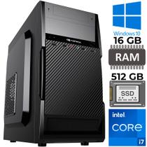 Computador Core i7-4770, RAM 16GB DDR3, SSD NVME 512GB, GT-H81 M.2, Rede Gigabit, Gab MT-25V2BK, Fonte 200W, Windows