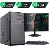 Computador Corporativo Completo Intel I5, 8GB, SSD 240, Monitor 19 Pronto pra Uso