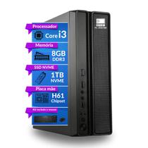 Computador CPU Core i3 3.0GHZ 8GB ssd 1TB nvme Gab. Slim - PC Master
