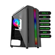 Computador CPU Gamer Intel Core i5 16GB DDR3 SSD 512GB Wifi Fonte 500w Bivolt Windows