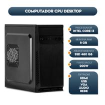 Computador Cpu Intel Core I3 memória 8gb SSD 480gb