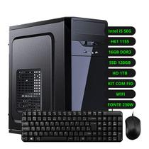 Computador CPU Intel Core i5 Segunda Geração Placa Mãe H61 8GB SSD 120GB HD 1TB Kit Teclado e Mouse Wifi Fonte 230w