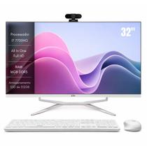 Computador Curvo All in One 32 Polegadas com Teclado e Mouse Sem Fio Branco e Webcam